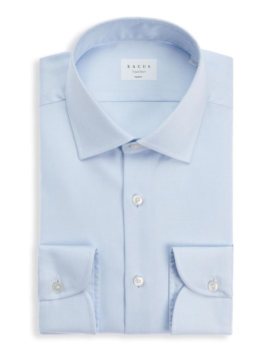 Light Blue Textured Pattern Shirt Collar spread Tailor Custom Fit