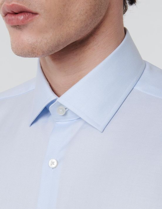 Light Blue Textured Pattern Shirt Collar spread Tailor Custom Fit hover