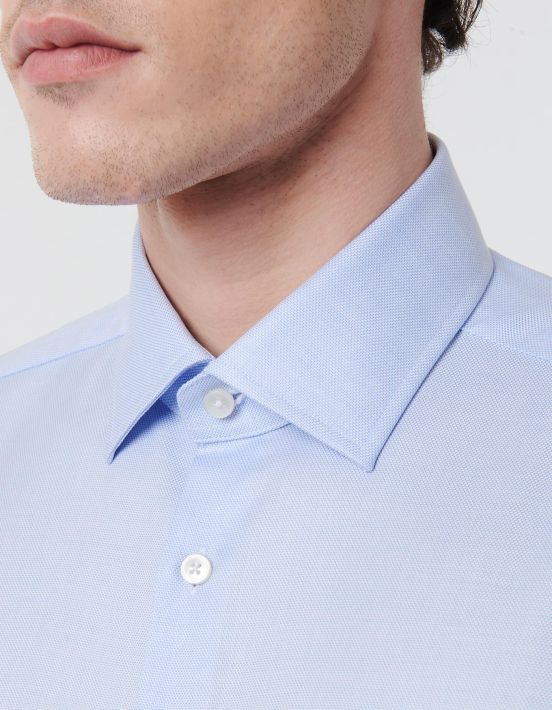 Blue Textured Pattern Shirt Collar spread Tailor Custom Fit hover
