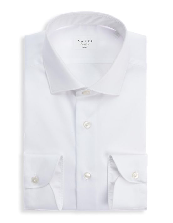 Camisa Cuello francés pequeño Liso Sarga Blanco Tailor Custom Fit