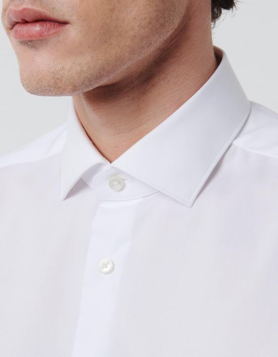 Camisa Cuello francés pequeño Liso Sarga Blanco Tailor Custom Fit hover