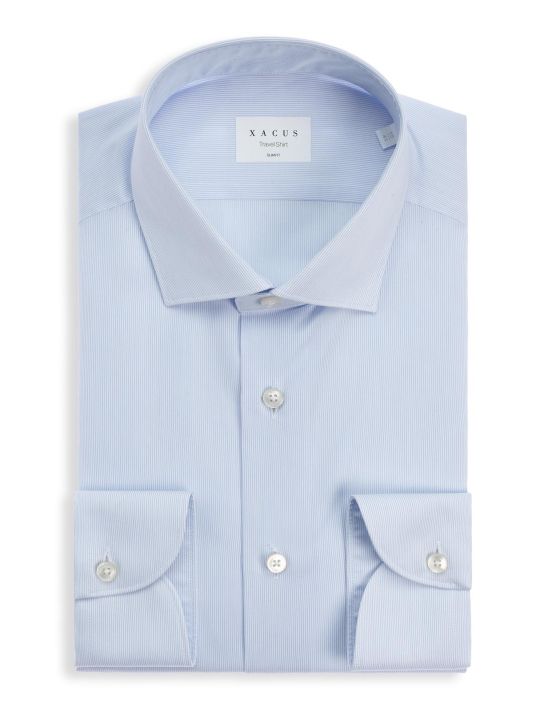 Light Blue Twill Stripe Shirt Collar small cutaway Slim Fit