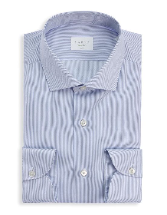 Blue Twill Stripe Shirt Collar small cutaway Slim Fit