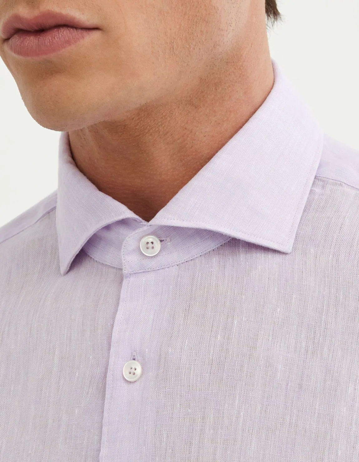 Lilac Linen Solid colour Shirt Collar cutaway Tailor Custom Fit 2