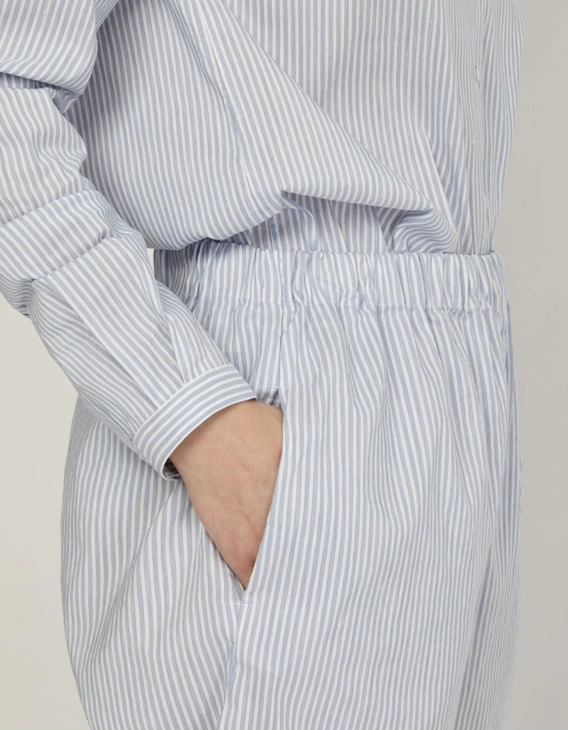 Pantalones Cielo azul blanco Mezcla de lino Rayas Over 4