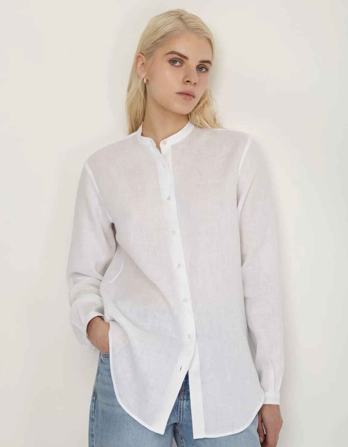 Camisa Blanco Lino Liso Regular Fit 3