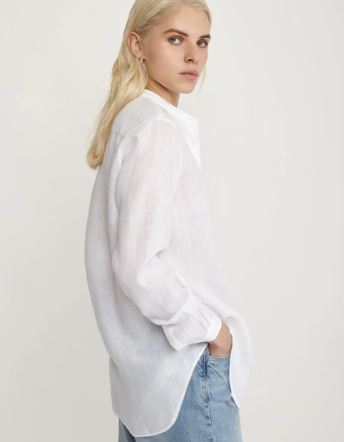 Camisa Blanco Lino Liso Regular Fit 5