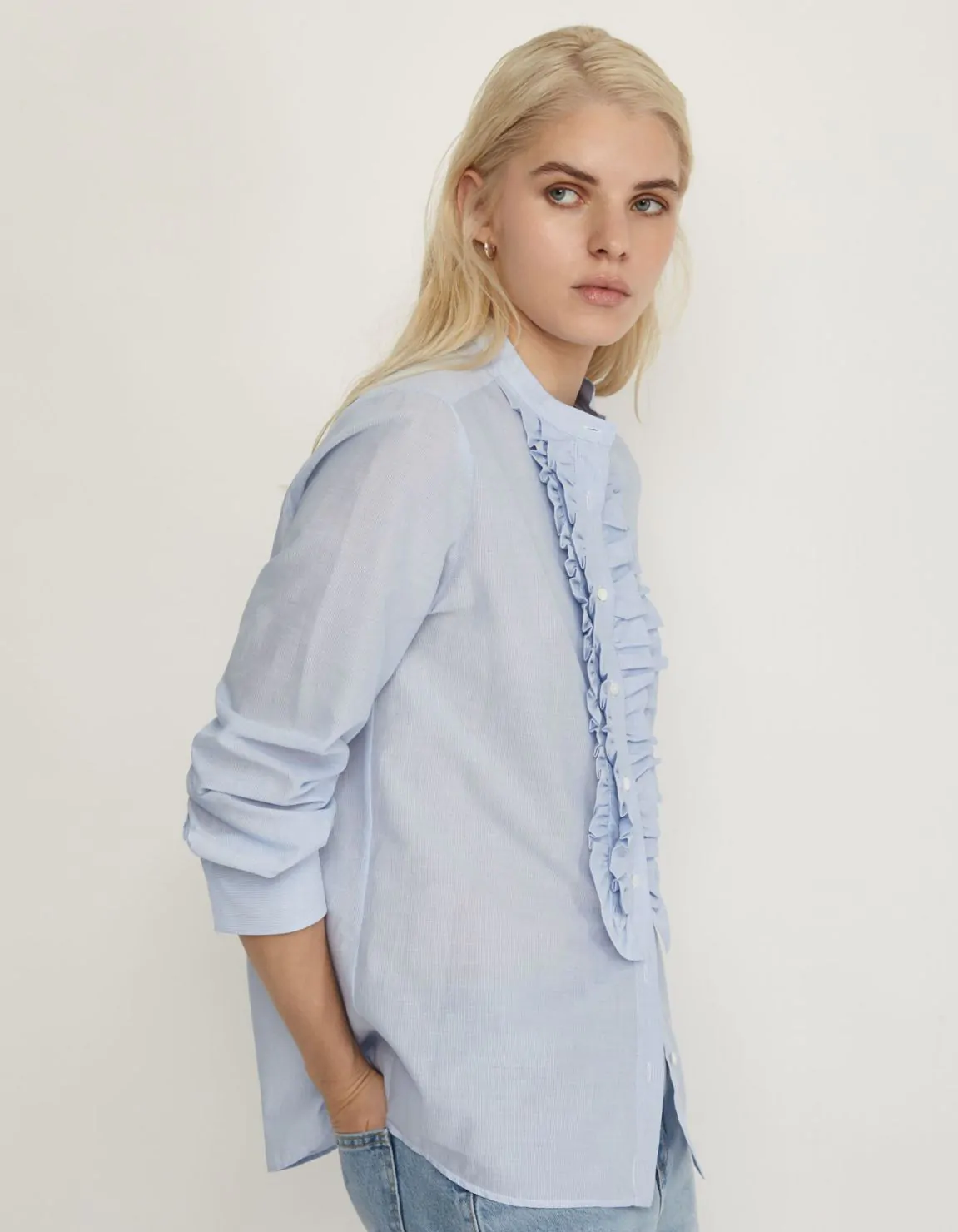 Camisa Cielo azul blanco Algodón Rayas Regular Fit 3