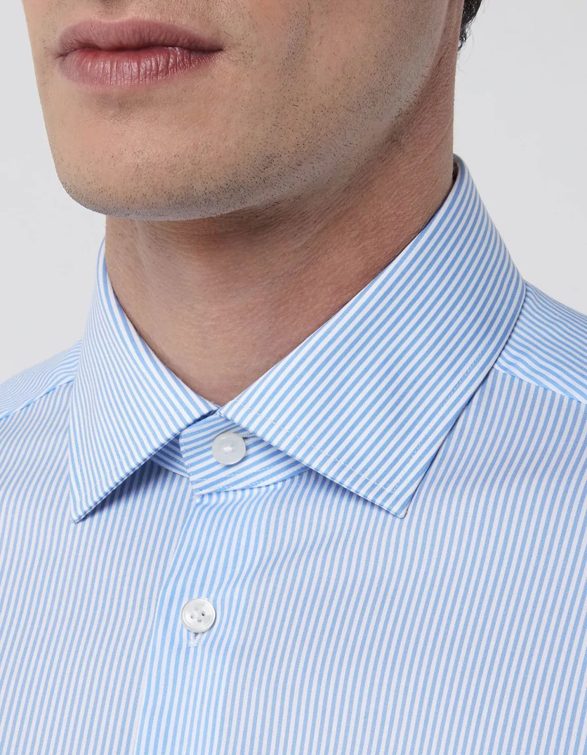 Light Blue Twill Stripe Shirt Collar spread Evolution Classic Fit 2