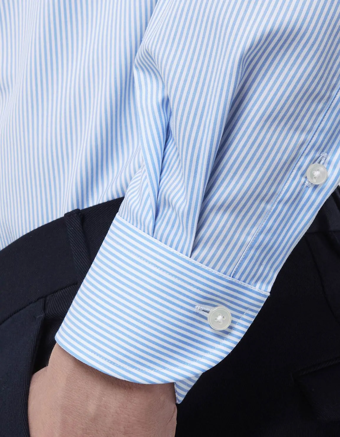 Light Blue Twill Stripe Shirt Collar spread Evolution Classic Fit 5