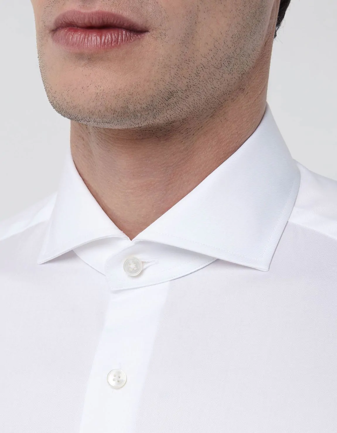 Camisa Cuello francés Liso Sarga Blanco Tailor Custom Fit 2