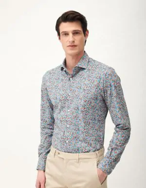 Smoke Blue Textured Pattern Shirt Collar small cutaway for Smoke Blue Textured Pattern Shirt Collar small cutaway for